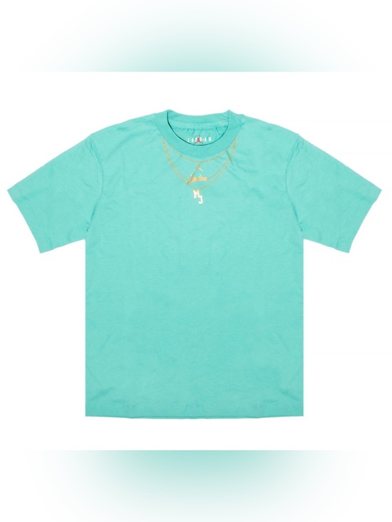 Jordan Tops - Jordan Mint Graphic Tee with Gold Necklace Print